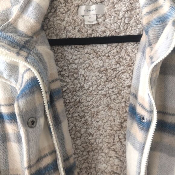 Christopher Banks Blue Tan Plaid Cozy Vest with Sherpa Lining Size 2X - Picture 5 of 7